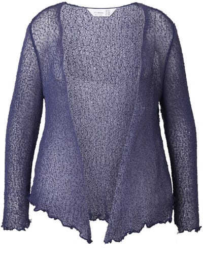 MIAMODA - Dames - Jasje elastische slim fit openingen golvende randen - Donkerblauw - Maat 42+
