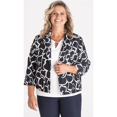 Blazer van glanzend jacquardmateriaal - donkerblauw - Gr. 40 van Goldner Fashion