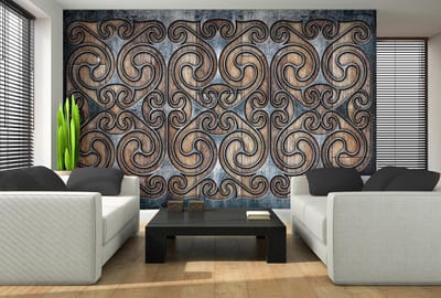 Celtic Swirls Grey Brown Pattern Photo Wallcovering