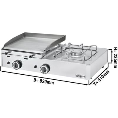 GGM Gastro Gas Bratplatte mit Gasherd - 6,3 kW - Bratfläche: 383x395mm Zilver