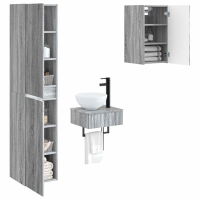 vidaXL - Badkamermeubel - Set - 3 - st - Grijs - Sonoma - 33 - x - 34,5 - x - 160 - cm
