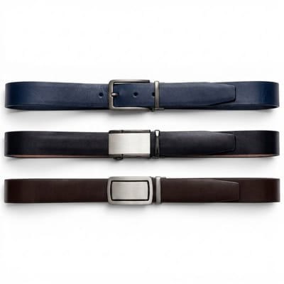 Safekeepers Luxe Automatische Riemenset – 3-Pack – Echt Leer – Zwart, donker bruin en blauw– Breedte 3.5 cm - 95