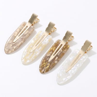 Goudkleurige haar clip haarspelden set van 4 stuks dames marmer look haar accessoires in lichte tinten met metalen sluiting