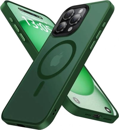Hoesje Geschikt voor Apple iPhone 15 Pro - Compatibel met MagSafe / Qi2 - Matte Beschermhoes - Back Cover met Magneet - Donkergroen