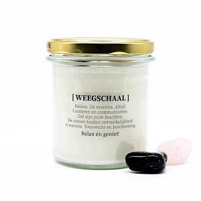 Candlelight-on - sterrenbeeld kaars met edelstenen - weegschaal - o.b.v. sojawas en etherische oliën