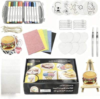 Schuimstructuur schilderpapier voor kinderen, 56-delig, 3D-schuimschilderset, creatief knutselen, waterbestendig, kunstprojecten en textuuractiviteiten