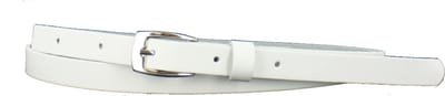 Smalle Leren Dames Riem | 1.5cm breed | Riemmaat: 85cm (totale lengte: 100cm) | 100% echt leer | Nikkelvrije gesp | Kleur: wit