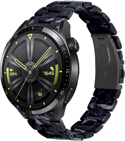 Resin bandje geschikt voor Huawei Watch GT 2 / GT 3 / GT 3 Pro 46mm / GT 4 46mm / GT 5 & 5 Pro (46mm) / GT 2 Pro / GT Runner / Watch 3 / Watch 3 Pro - zwart mix