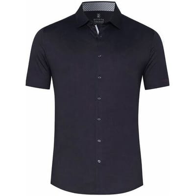 Desoto Overhemd Solid Color Short Sleeve Casual Kent Navy / male