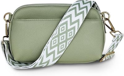 Dames schoudertas met 3 vakken, leren crossbody tas met verstelbare schouderbanden en trendy design