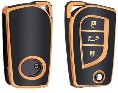 Autosleutel Hoesje geschikt voor Toyota - Sleutelcover - TPU Cover Sleutelhoes - Accessoires - goud