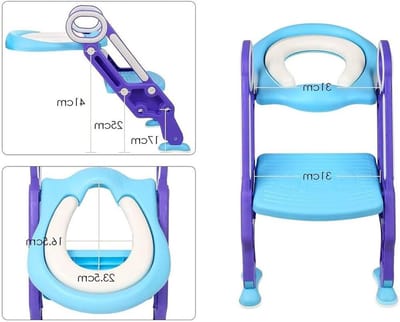 Kinder Toiletbril - Zindelijkheidstrainer Potje - Zelfstandig Leren - Verstelbaar Antislip Pedaal - Tot 75 kg - Blauw Paars