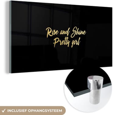 MuchoWow® Glasschilderij 40x20 cm - Schilderij acrylglas - Quote - Zelfvertrouwen - Gold - Black - Foto op glas - Schilderijen