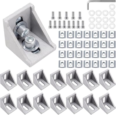 Aluminium hoekverbindingen voor 40x40 mm profielen, 15 stuks, stabiele 90 graden connectoren met montagegaten voor meubels en constructies