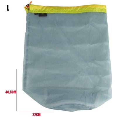 1 ST Ultralicht Mesh Wasknijperzak Outdoor Kamperen Wandelen Sport Trekkoord Opbergzak voor Klimuitrusting L(22x40.5cm)