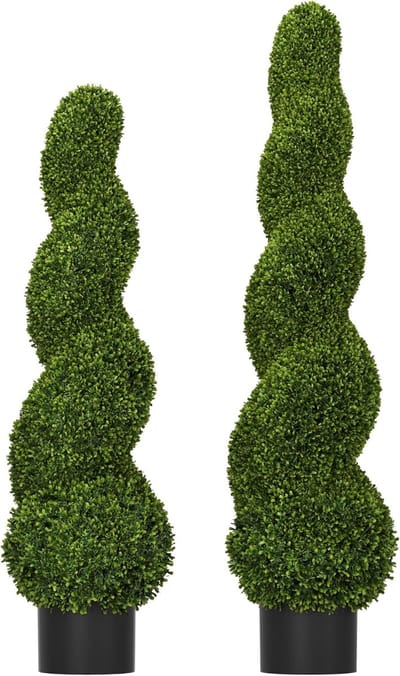 2 Stuks Kunstplanten Set - 90cm Hoog - Kunstplanten - Gesimuleerde Spiraalboom - Met PE Bladeren - PP Bloempot - Plastik - Groenblijvend - Kamerplanten - Kleurecht - Groenset - Voor Woondecoratie - NAIZY