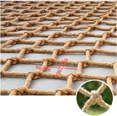 Decoratienet Jute - Veiligheidsnet - Bescherming en Decoratie - Handgeweven Stevig - 1x2 Meter - Natuurlijk Bruin