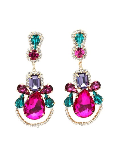 AVANT-GARDE PARIS Elegant Crystal Drop Earrings - Multi-kleur 8.3cm x 3.4cm - 1 stuk - Goudkleurig met lange kettingen