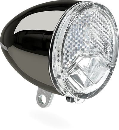AXA 606 Steady Auto Fietskoplamp – LED Voorlicht – 15 Lux – Dynamo – Auto On Lichtsensor – Clear Lens Technology – 35 m Lichtbeeld – 2.250 m Zichtbaarheid – Retro Chrome