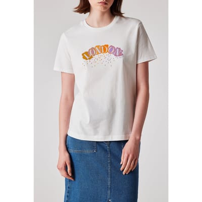 Paul Smith Womens London Rain T-shirt White Maat: M | Tops Outlet | Dames | Wit
