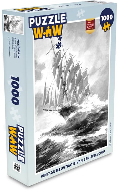 Puzzel Vintage illustratie van een zeilschip - Legpuzzel - Puzzel 1000 stukjes volwassenen