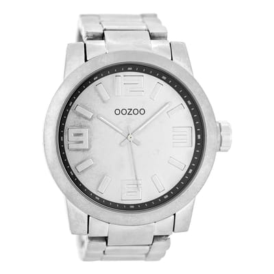OOZOO Timepieces - Zilverkleurige horloge met zilverkleurige roestvrijstalen armband - C5601