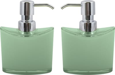 MSV Zeeppompje/dispenser Aveiro - 2x - PS kunststof - groen/zilver - 11 x 14 cm - 260 ml