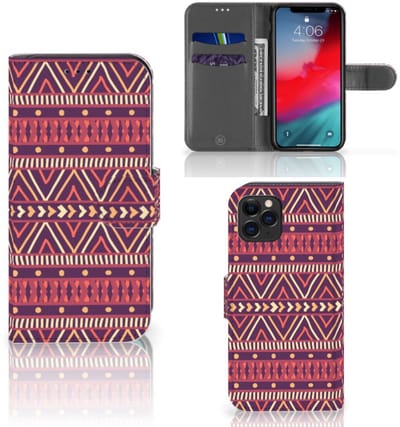 Apple iPhone 11 Pro Telefoon Hoesje Aztec Paars