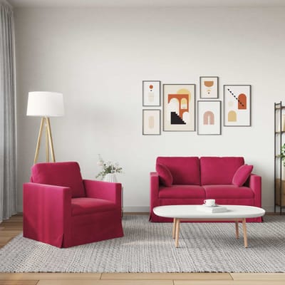 vidaXL Bankstel 2 pcs Wijnrood 138 x 78 x 80 cm Fluweel