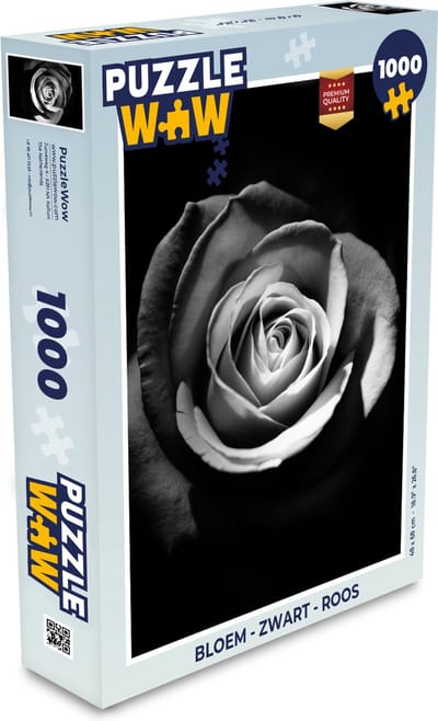 Puzzel Bloemen - Zwart - Roos - Wit - Botanisch - Legpuzzel - Puzzel 1000 stukjes volwassenen