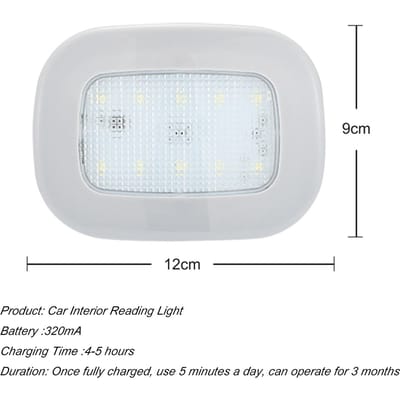 Universele Auto Interieur Leeslamp Koepel USB Opladen Dak Plafond Magneet Lamp Aanraaktype Nachtlampje wit