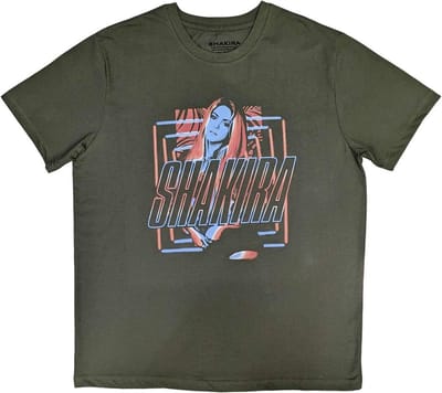 Shakira - Squares And Logo Heren T-shirt - M - Groen