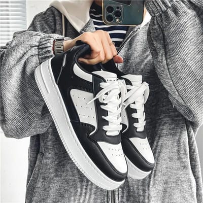 Casual Schoenen Mode Leer Heren Antislip Slijtvast Sneakers Dames Comfortabel Plat Instapper Lente Herfst Koppel Schoenen 39 black