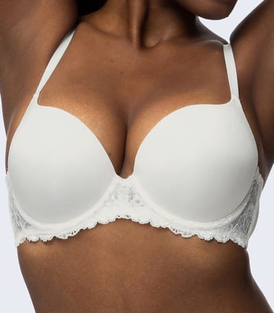 Dorina Super Push Up BH - Claire - Maximizer push up bh met beugel - T-shirt bh met kanten rand - 75B - Ivoor