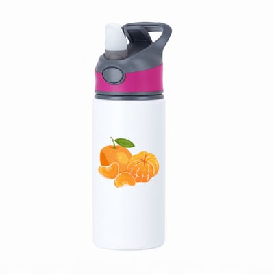 Hacebo® - Mandarijn waterfles met rietje roze - Fruitschaal - fruit liefhebbers - Citrusvrucht - fruit - gezond eten - water fles - 650ML