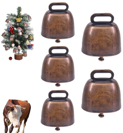 5 stuks - Grazend Koeienbel - Koebel - Metalen bel - Vintage anti-verloren windgong voor huisdieren - Kerstdecoratiebel - Mini koperen koebel - Luide bel voor het volgen van dieren