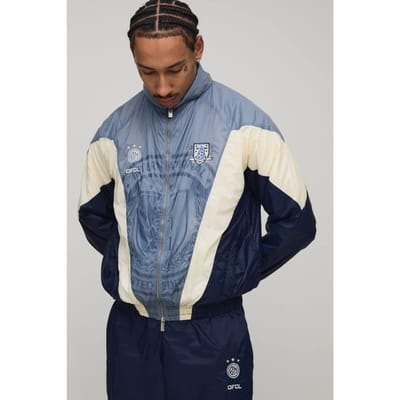 Oversized Funnel Neck Circa 98 Crest Colour Block Trainingsjack | Navy | Size XS