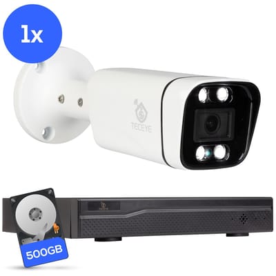 Teceye Compleet Camera Beveiliging Set met 1x POE Camera - Beveiligingscamera - Beveiligingscamera binnen - Beveiligingscamera buiten - CCTV Camera systeem - Beveiligingscamera set - Bewakingscamera set