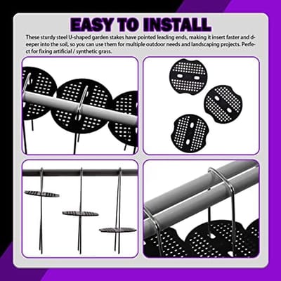 Tuin Stakes Kit - Bevestiging Set - Gazon Vastzetten - Versterkte Grommets - 15 cm Lengte - Zwart