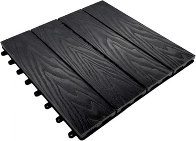 WPC Terrastegels - Kliktegels Houtlook - Balkon Terras - Weerbestendig Drainage - 30x30cm 1m² - Zwart