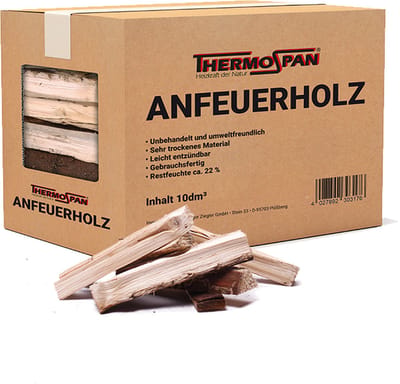 Gedroogde aanmaakhoutjes voor openhaard - 10dm³ Circa. 4,5kg in voordeeldoos