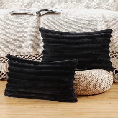 MIVRAY Kussenslopen – Sierkussensloop Set Met Fluweel, Zachte Kussenslopen Met Rits Voor Bank En Bed, Luxe Kussensloop Set – 30x50 Cm – Fluweel – Zwart