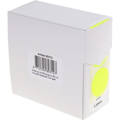 Etiket Rillprint 35mm op rol fluor geel 500 stuks