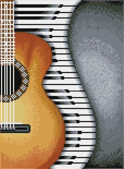 Full Diamond Painting Volwassenen Met Lijst/Frame - Hobby - Volledig Pakket - Vierkante Steentjes - DQK8.004 Diamond Dotz® - Gitaar en piano 41 x 30cm