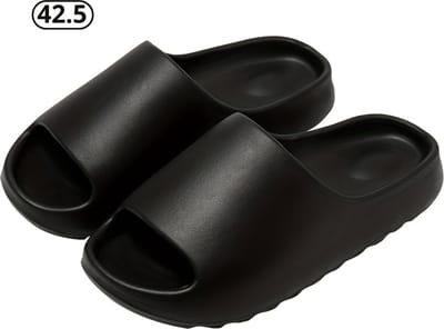 Livano Comfortabele Slippers - Badslippers - Teenslippers - Anti-Slip Slides - Flip Flops - Stevig Voetbed - Zwart - Maat 42.5