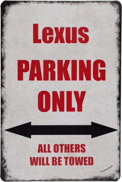 Wandbord - Lexus Parking 2 - Metalen wandbord - Voertuigen - Metal sign - Tekstbord - Wandborden – Parking only - Lexus - 20 x 30cm - Cave & Garden