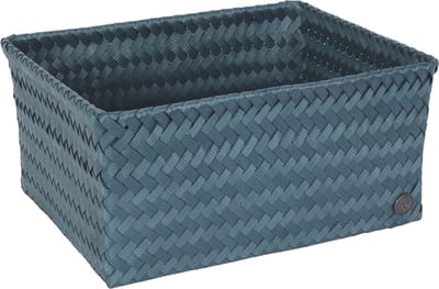 Handed By - Opbergmand - Mand - Speelgoedmand - Woonkamer - Badkamer - Kinderkamer - Luiertafel - Babykamer - Top Fit open large - staalblauw - steel blue
