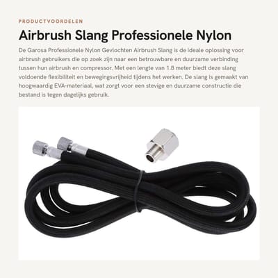Dailygoods - Airbrush Slang - Professionele Nylon - Gevlochten - 1.8m - Adapter - 1/8"-1/4" - Precisie - Geschikt voor verfspuiten - Zwart