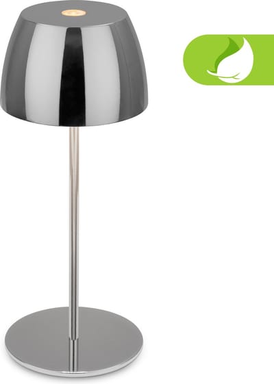 Briloner Serina Mini - Snoerloze LED tafellamp IP44 - 7503018 - Dimbaar - Touch - Spatwaterdicht - Snoerloos - Verwisselbare batterij en lichtbron - Ø8 x 20 cm - Chroom