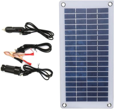 Draagbaar Zonnepaneel - Auto Accu Lader - Batterijen Opladen - Halfflexibel Paneel - 410 x 210 mm - Zwart